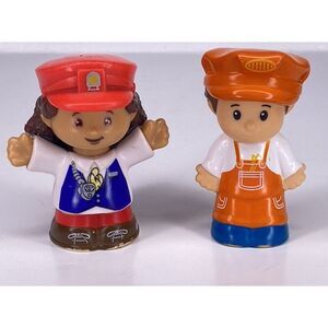 Lot Of 2 Little People‎ Train Conductor Figures- Girl And Boy- Read